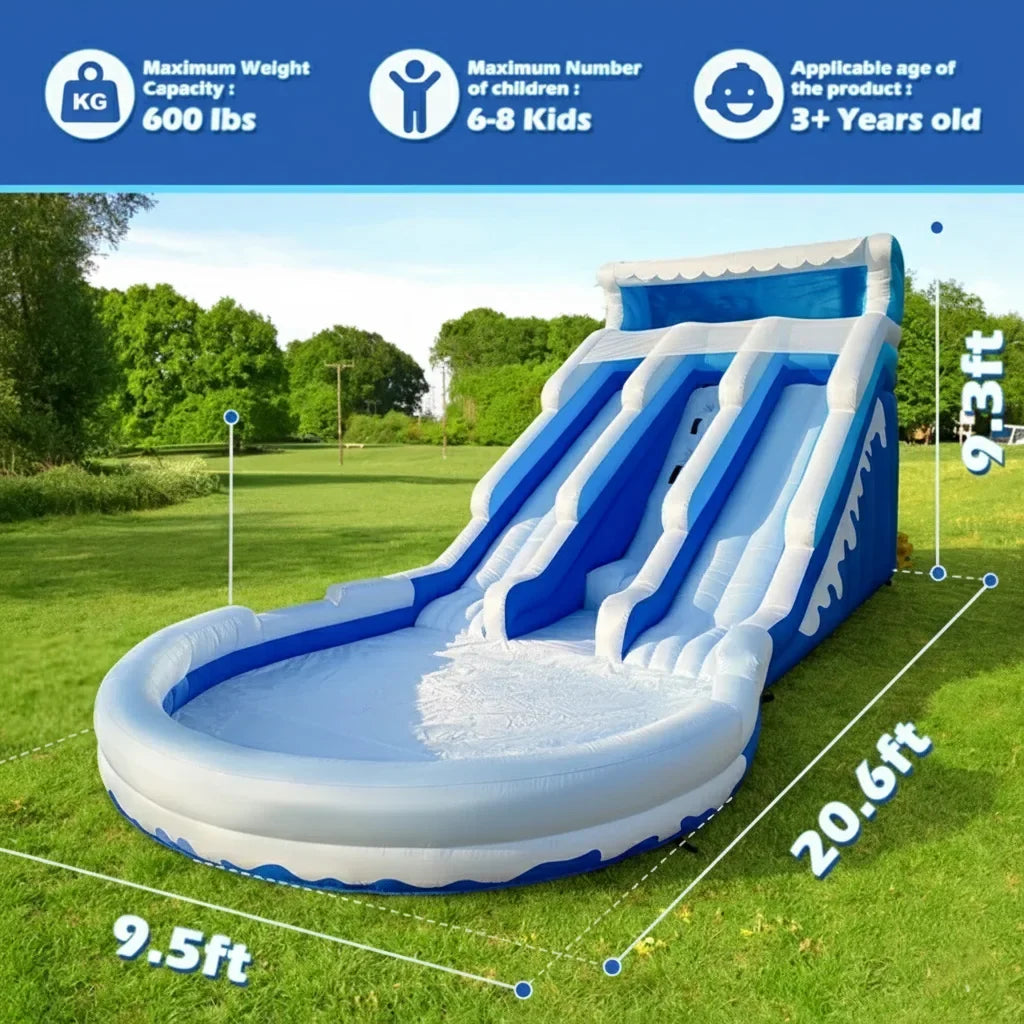 Water Slide for Adults Kids Double Inflatable Adult Water Slides with Blower, Giant Blow Up Water Slide Backyard