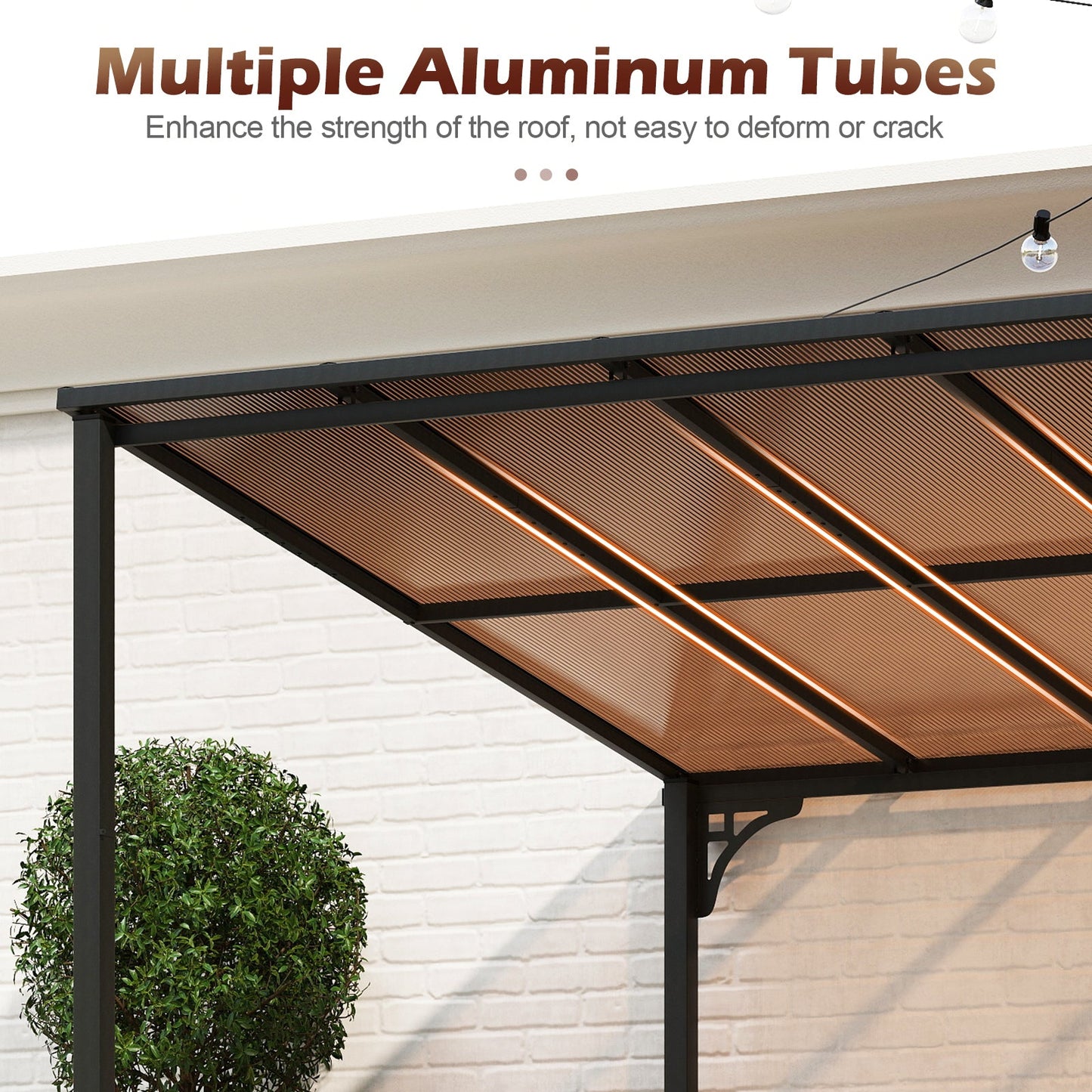 Wall-Mounted Outdoor Gazebo with Sloped Polycarbonate Roof