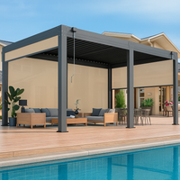 Screen Pergola Built for Weather Control, Louvered Aluminum Roof, Zip-Track Screen, Privacy Panels