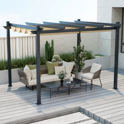 10x12 Aluminum Retractable Pergola Canopy | Outdoor Shelter