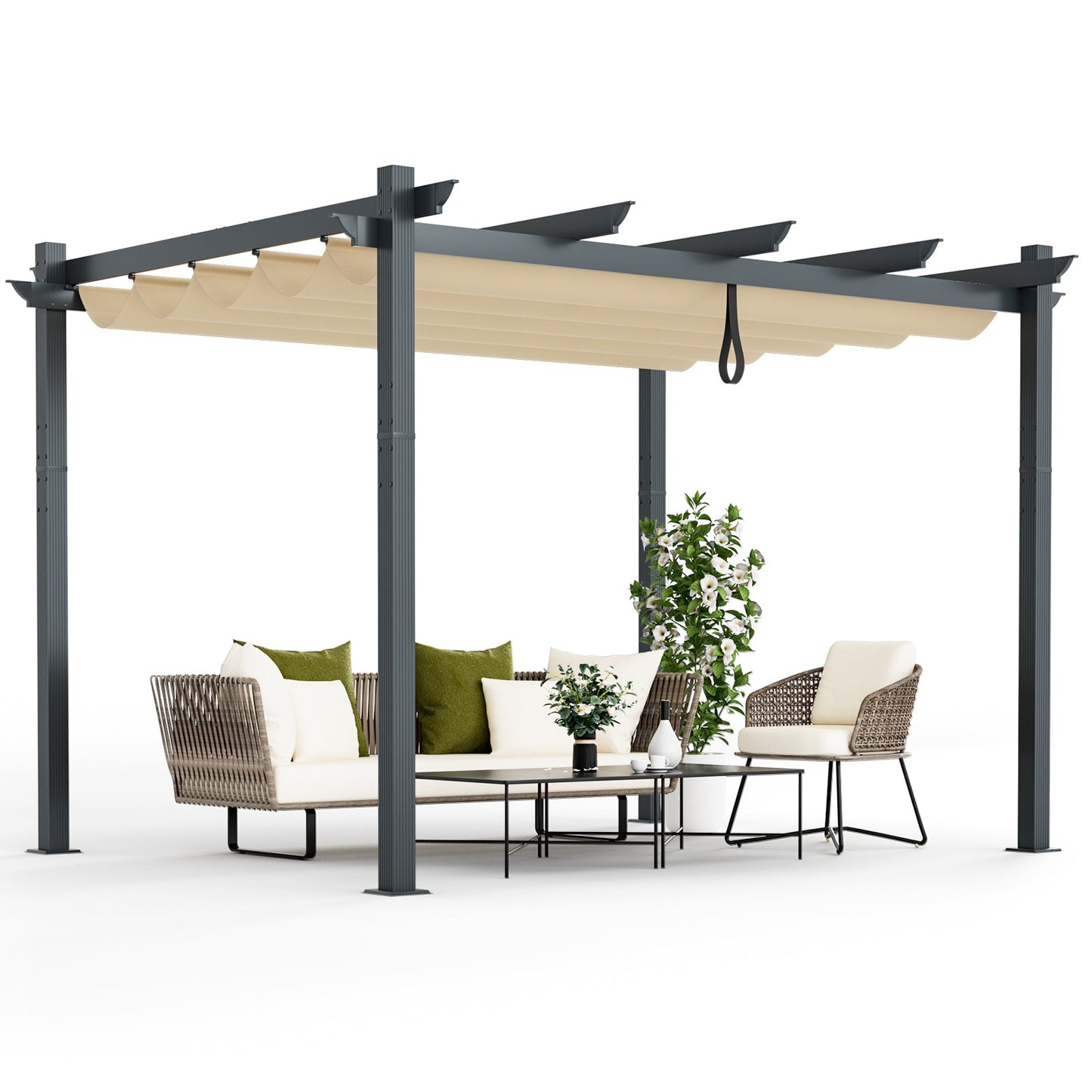 10x12 Aluminum Retractable Pergola Canopy | Outdoor Shelter