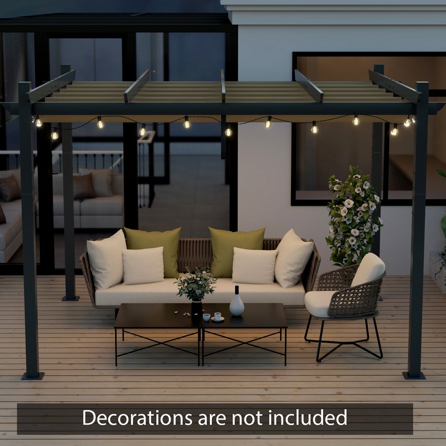 10x12 Aluminum Retractable Pergola Canopy | Outdoor Shelter