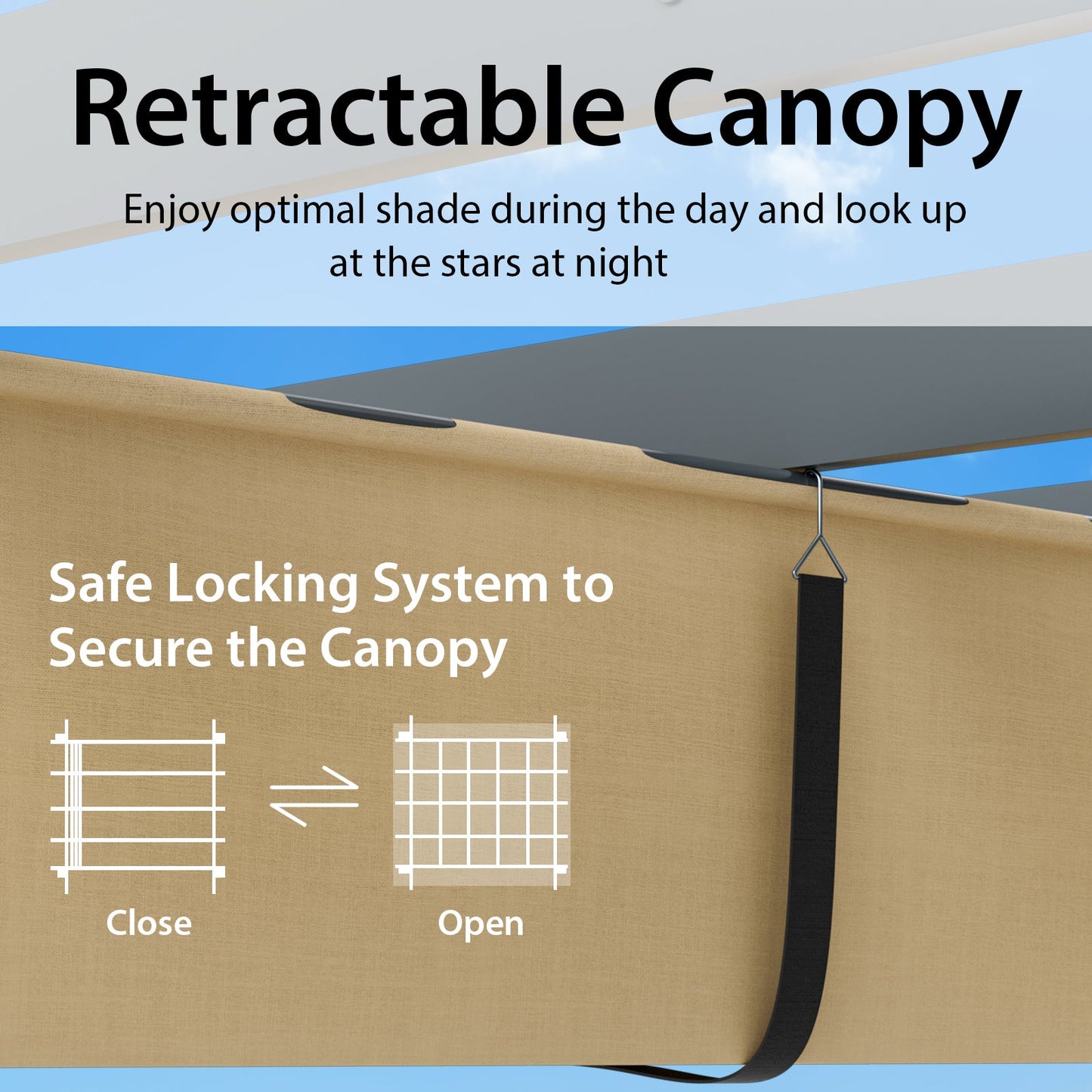 10x12 Aluminum Retractable Pergola Canopy | Outdoor Shelter