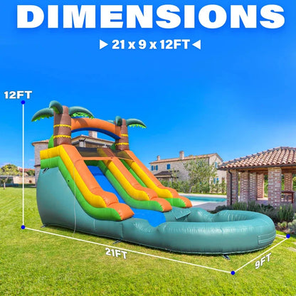Commercial Grade WhiteInflatable Water Slide with Splash Pool and Air Blower for Party/Rental Inflatable Yard Decorations