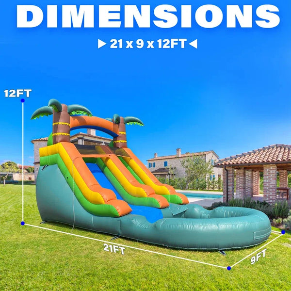 Commercial-Grade White Inflatable Water Slide with Splash Pool