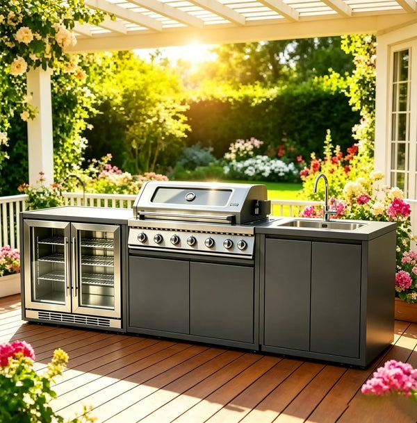 premium modular outdoor kitchen cabinet system - 2m Modular Metal Kitchen Island & Storage Unit