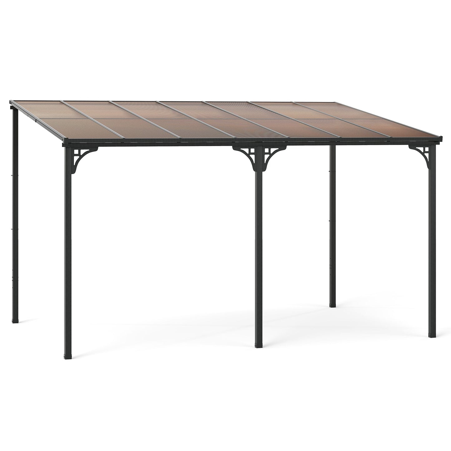 Wall-Mounted Outdoor Gazebo with Sloped Polycarbonate Roof