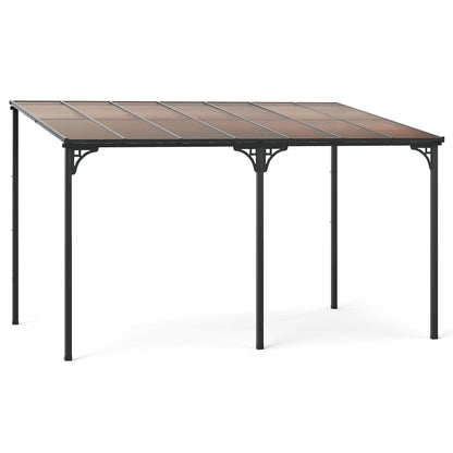 Wall-Mounted Outdoor Gazebo with Sloped Polycarbonate Roof