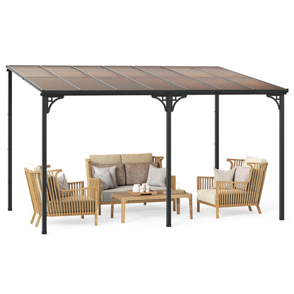 Wall-Mounted Outdoor Gazebo with Sloped Polycarbonate Roof