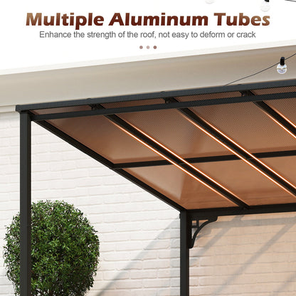 Wall-Mounted Outdoor Gazebo with Sloped Polycarbonate Roof
