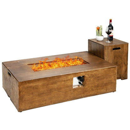 Outdoor Propane Fire Pit Table Set with Hidden Tank Storage