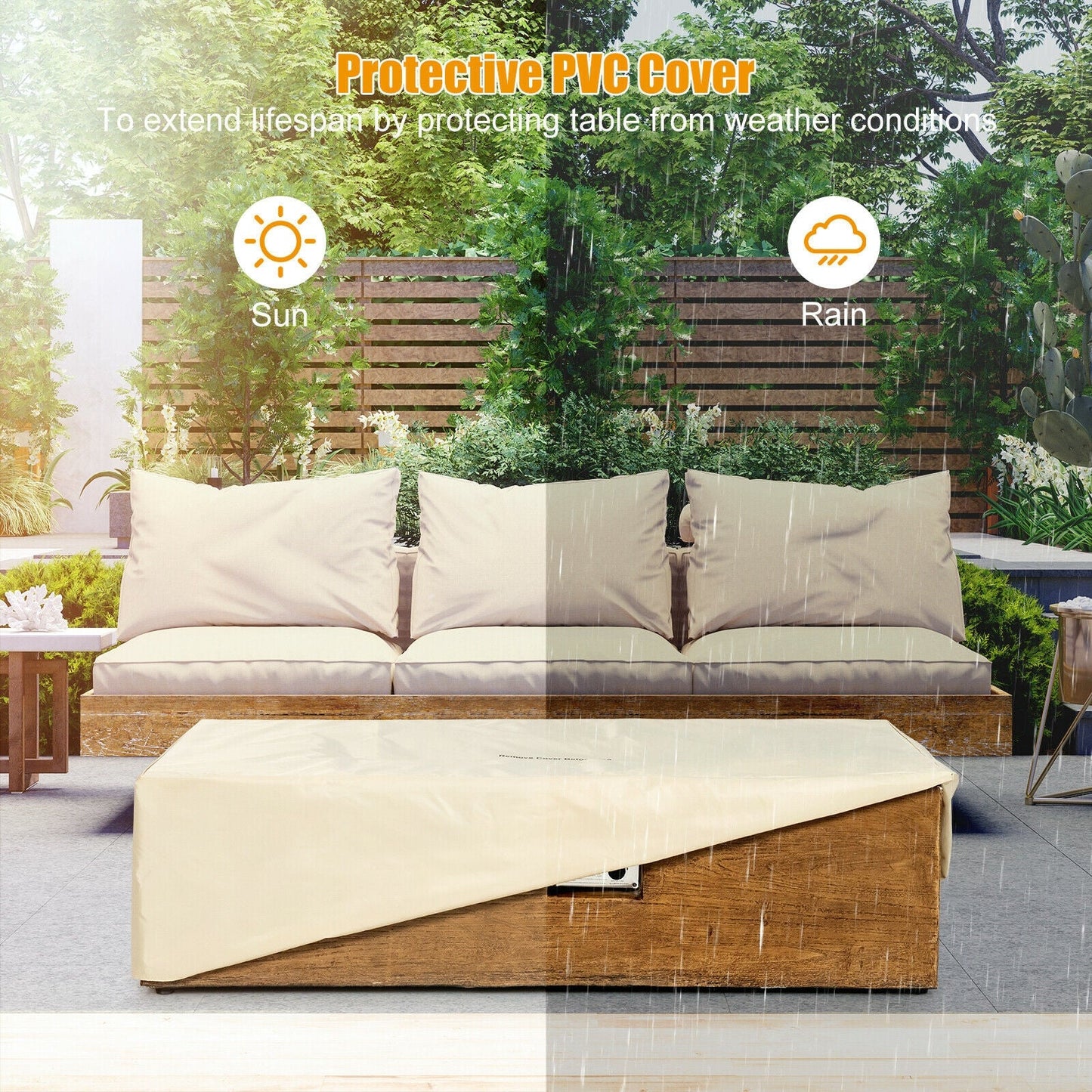 Outdoor Propane Fire Pit Table Set with Hidden Tank Storage