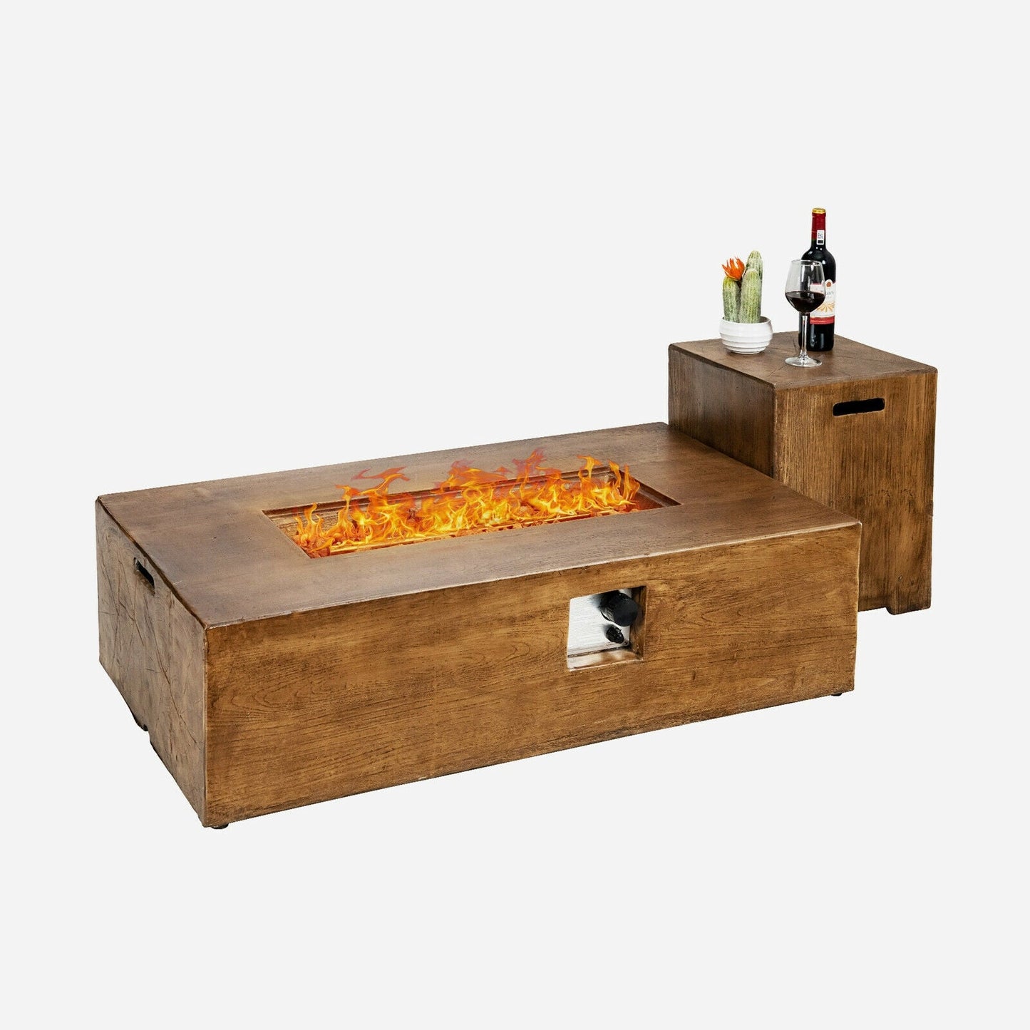 Outdoor Propane Fire Pit Table Set with Hidden Tank Storage