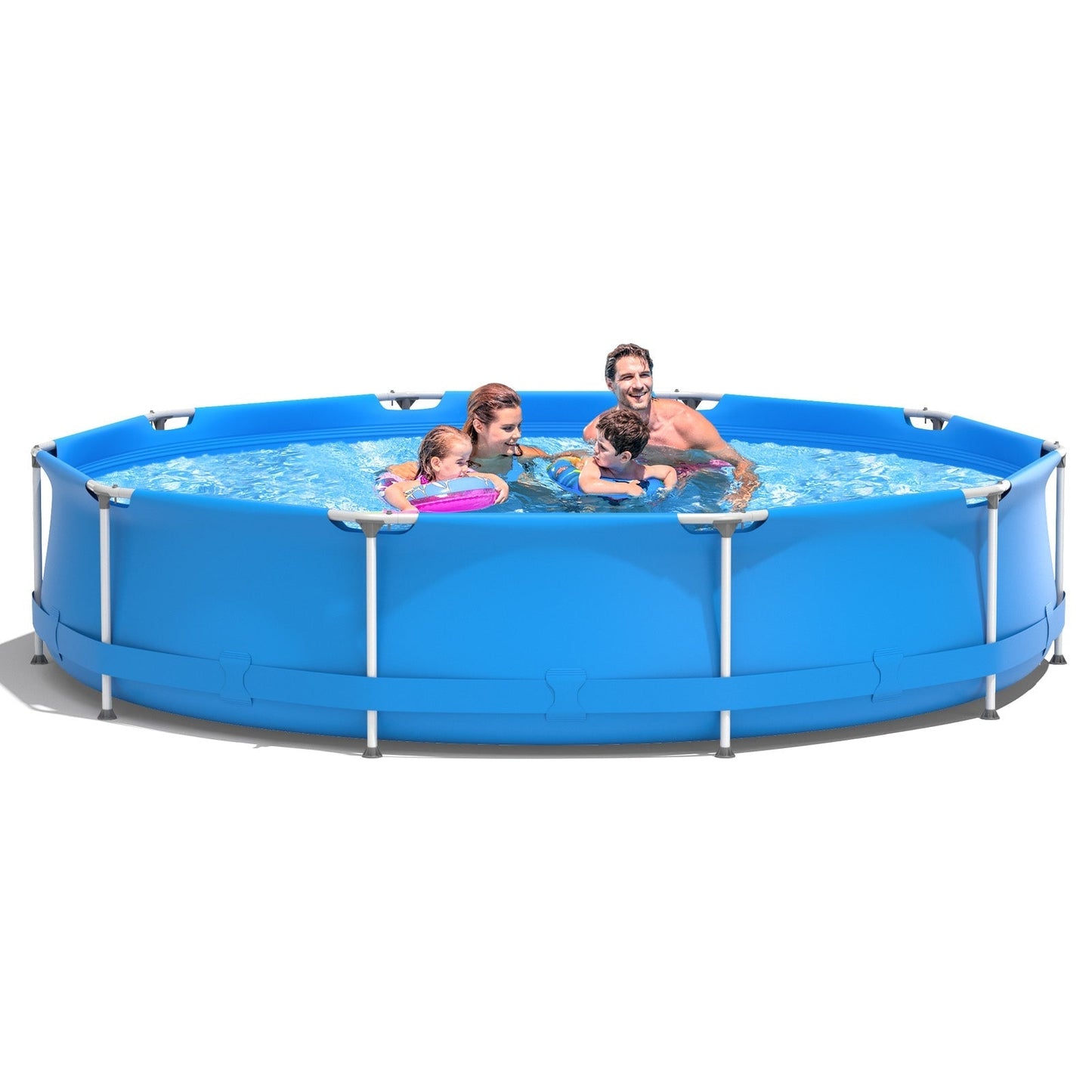 Round Above Ground Swimming Pool with Pool Cover – 3-Layer PVC & Polyester Frame Pool for Family Backyard Fun