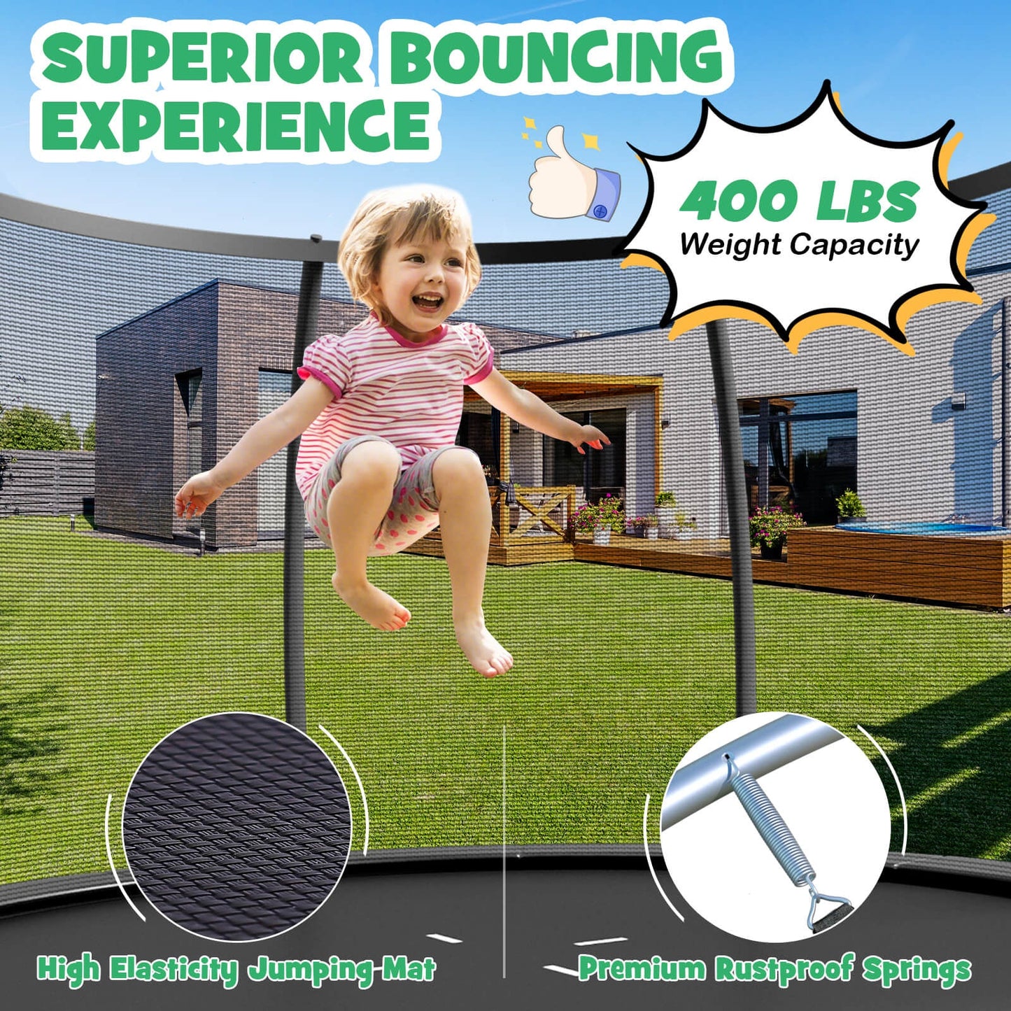 12FT ASTM Approved Recreational Trampoline with Ladder